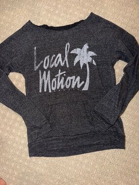 Local Motion Beach Pullover Sweatshirt with Palm Graphic - Charcoal